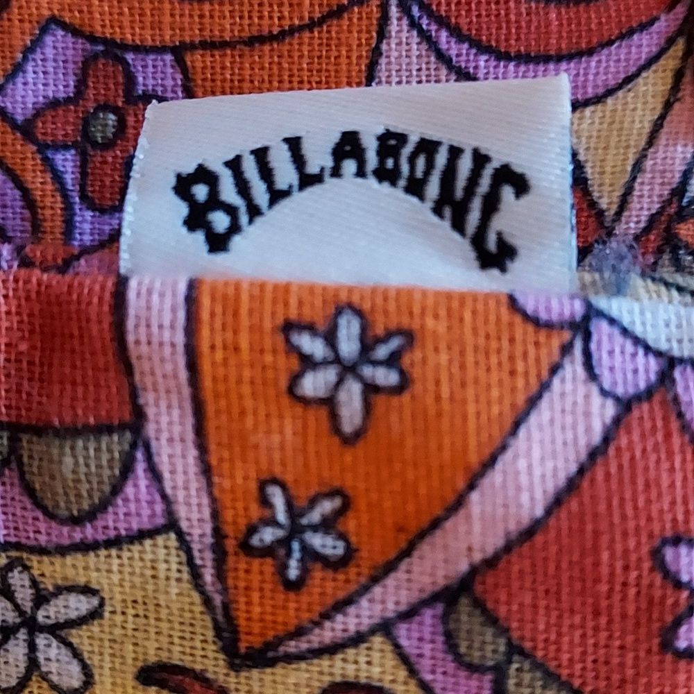 Billabong X Smiley Retro Festival Boho Floral Psychedelic Linen Blend Pants 27 - Picture 6 of 10